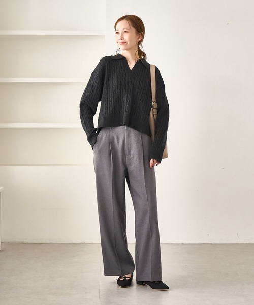 BEVERLYHILLS POLO CLUB・新色追加】ケーブル編みクロップドスキッパー