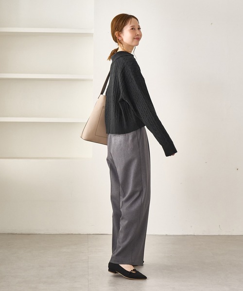 BEVERLY HILLS POLO CLUB(ビバリーヒルズポロクラブ)の「【BEVERLYHILLS POLO CLUB・新色追加】ケーブル編みクロップドスキッパーニット(ニット/セーター・レディース・チャコールグレー/ベージュ/キナリ/サックスブルー・FREE)」の7枚目の写真