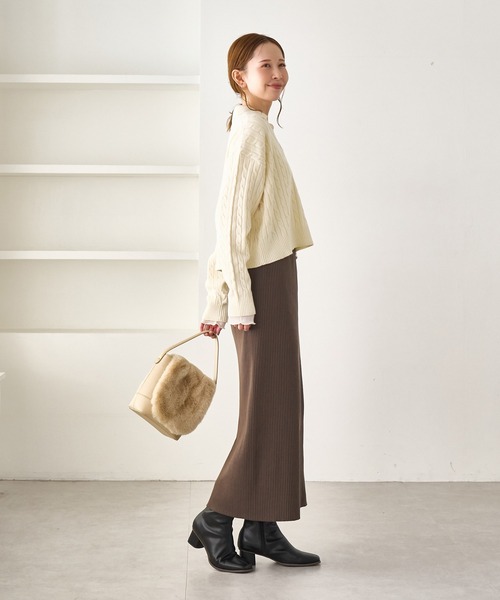 BEVERLY HILLS POLO CLUB(ビバリーヒルズポロクラブ)の「【BEVERLYHILLS POLO CLUB・新色追加】ケーブル編みクロップドスキッパーニット(ニット/セーター・レディース・チャコールグレー/ベージュ/キナリ/サックスブルー・FREE)」の16枚目の写真