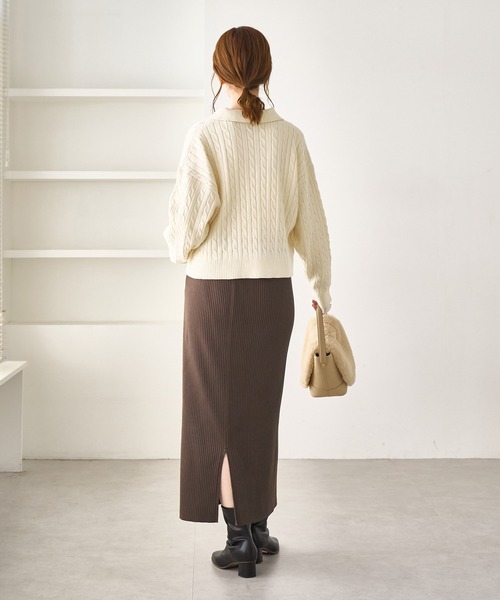 BEVERLY HILLS POLO CLUB(ビバリーヒルズポロクラブ)の「【BEVERLYHILLS POLO CLUB・新色追加】ケーブル編みクロップドスキッパーニット(ニット/セーター・レディース・チャコールグレー/ベージュ/キナリ/サックスブルー・FREE)」の17枚目の写真