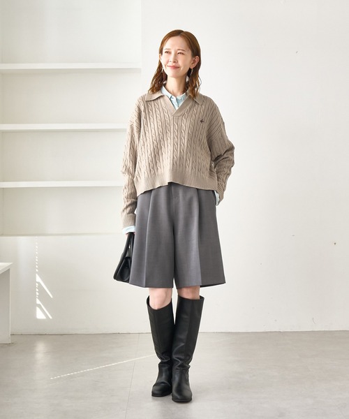 BEVERLY HILLS POLO CLUB(ビバリーヒルズポロクラブ)の「【BEVERLYHILLS POLO CLUB・新色追加】ケーブル編みクロップドスキッパーニット(ニット/セーター・レディース・チャコールグレー/ベージュ/キナリ/サックスブルー・FREE)」の20枚目の写真