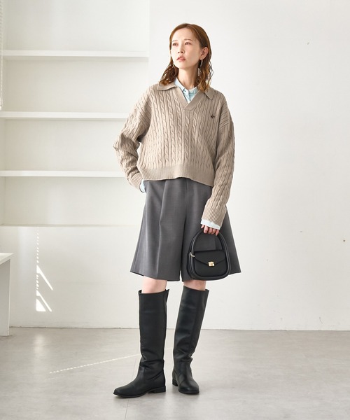 BEVERLY HILLS POLO CLUB(ビバリーヒルズポロクラブ)の「【BEVERLYHILLS POLO CLUB・新色追加】ケーブル編みクロップドスキッパーニット(ニット/セーター・レディース・チャコールグレー/ベージュ/キナリ/サックスブルー・FREE)」の22枚目の写真