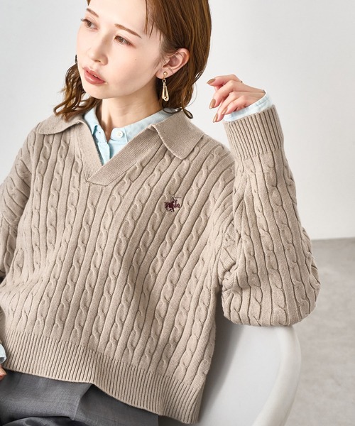 BEVERLYHILLS POLO CLUB・新色追加】ケーブル編みクロップドスキッパー