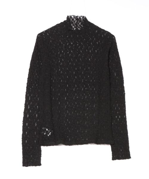 STRAWBERRY-FIELDS(ストロベリーフィールズ)の「シュリンクレース_シュリンクレースハイネックプルオーバー(Tシャツ/カットソー・レディース・ベージュ系その他/ブラック/グレー・2)」の14枚目の写真