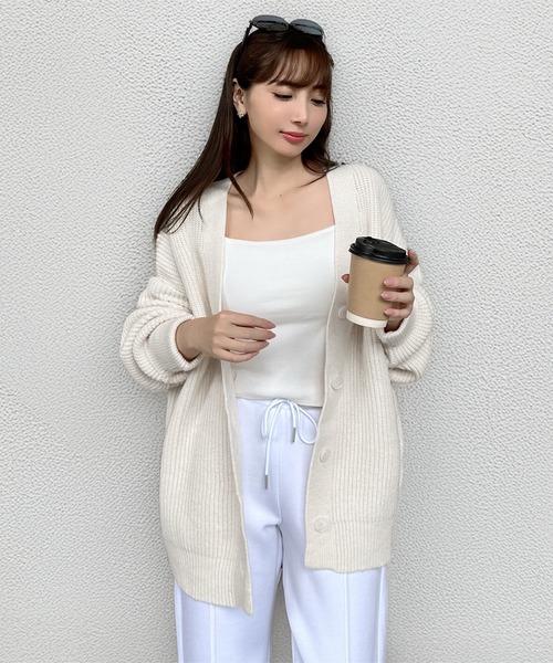 KOBE LETTUCE（コウベレタス）の「[ 岡部あゆみさんコラボ ］ローゲージニットカーディガン（カーディガン/ボレロ・レディース・ブルー/チャコール/オフホワイト/ピンク/ベージュ・M）」の9枚目の写真