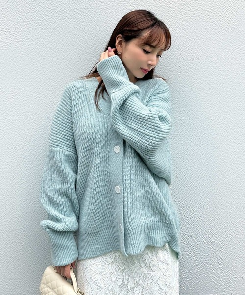 KOBE LETTUCE（コウベレタス）の「[ 岡部あゆみさんコラボ ］ローゲージニットカーディガン（カーディガン/ボレロ・レディース・ブルー/チャコール/オフホワイト/ピンク/ベージュ・M）」の21枚目の写真