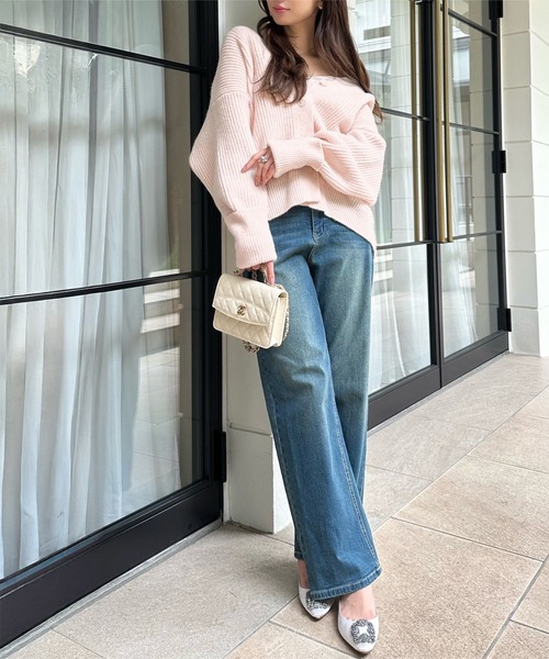 KOBE LETTUCE（コウベレタス）の「[ 岡部あゆみさんコラボ ］ローゲージニットカーディガン（カーディガン/ボレロ・レディース・ブルー/チャコール/オフホワイト/ピンク/ベージュ・M）」の12枚目の写真