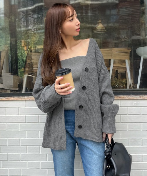 KOBE LETTUCE（コウベレタス）の「[ 岡部あゆみさんコラボ ］ローゲージニットカーディガン（カーディガン/ボレロ・レディース・ブルー/チャコール/オフホワイト/ピンク/ベージュ・M）」の13枚目の写真