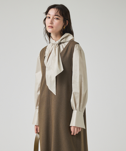 qualite（カリテ）の「ツイーディジャンパーワンピース/秋服/冬服/オフィスカジュアル（ワンピース・レディース・カーキ/チャコールグレー/グレー・36/38）」の19枚目の写真