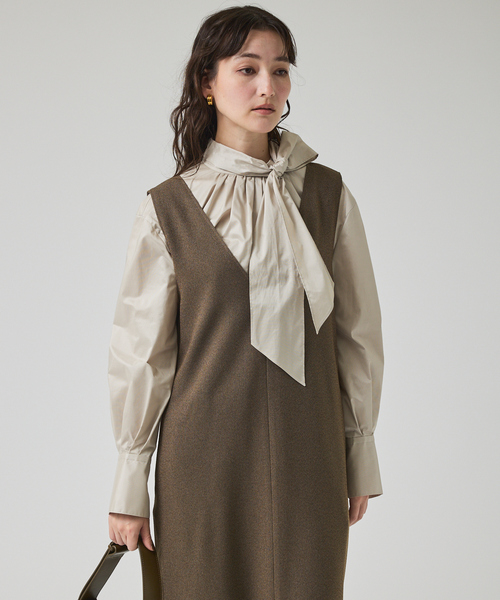 qualite（カリテ）の「ツイーディジャンパーワンピース/秋服/冬服/オフィスカジュアル（ワンピース・レディース・カーキ/チャコールグレー/グレー・36/38）」の21枚目の写真