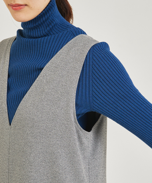 qualite（カリテ）の「ツイーディジャンパーワンピース/秋服/冬服/オフィスカジュアル（ワンピース・レディース・カーキ/チャコールグレー/グレー・36/38）」の4枚目の写真