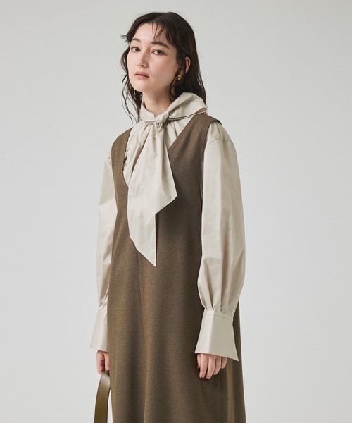 qualite（カリテ）の「ツイーディジャンパーワンピース/秋服/冬服/オフィスカジュアル（ワンピース・レディース・カーキ/チャコールグレー/グレー・36/38）」の10枚目の写真