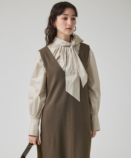 qualite（カリテ）の「ツイーディジャンパーワンピース/秋服/冬服/オフィスカジュアル（ワンピース・レディース・カーキ/チャコールグレー/グレー・36/38）」の11枚目の写真