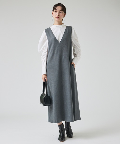 qualite（カリテ）の「ツイーディジャンパーワンピース/秋服/冬服/オフィスカジュアル（ワンピース・レディース・カーキ/チャコールグレー/グレー・36/38）」の15枚目の写真