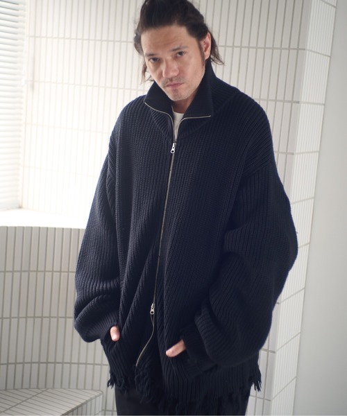 ADAM PATEK(アダムパテック)の「ADAMPATEK/cotton wool damaged driver’s knit/ダメージドライバーズニットブルゾン(AP2521028)(その他アウター・レディース・グレー/ブラック・1/2)」の8枚目の写真