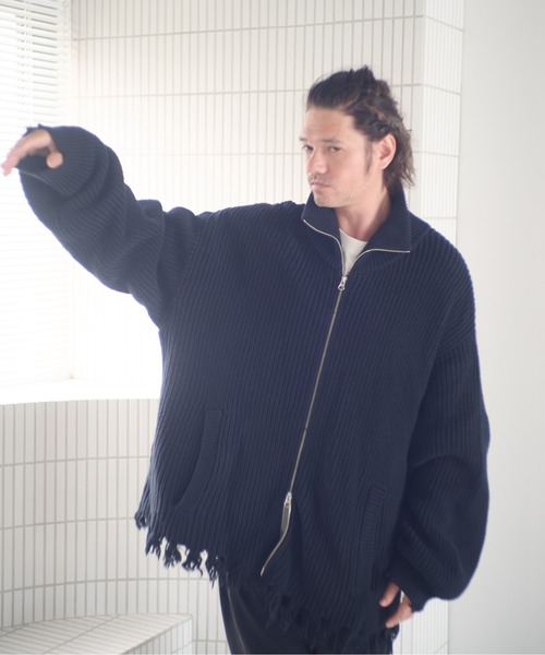 ADAM PATEK(アダムパテック)の「ADAMPATEK/cotton wool damaged driver’s knit/ダメージドライバーズニットブルゾン(AP2521028)(その他アウター・レディース・グレー/ブラック・1/2)」の10枚目の写真