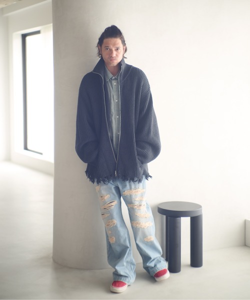 ADAM PATEK(アダムパテック)の「ADAMPATEK/cotton wool damaged driver’s knit/ダメージドライバーズニットブルゾン(AP2521028)(その他アウター・レディース・グレー/ブラック・1/2)」の15枚目の写真