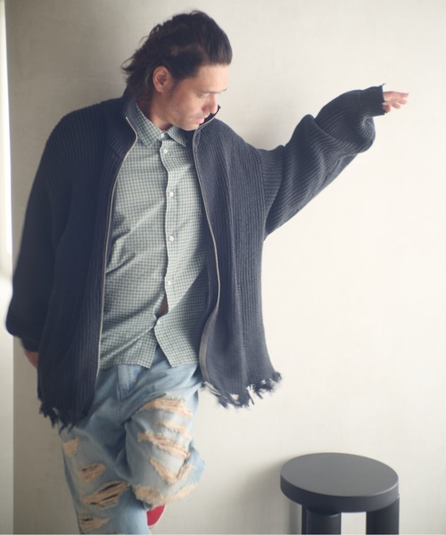 ADAM PATEK(アダムパテック)の「ADAMPATEK/cotton wool damaged driver’s knit/ダメージドライバーズニットブルゾン(AP2521028)(その他アウター・レディース・グレー/ブラック・1/2)」の18枚目の写真