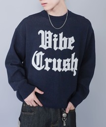 SPINNS | ジャガードロゴニット/クラッシュ/スウェットライク/チクチクしない(ニット/セーター)