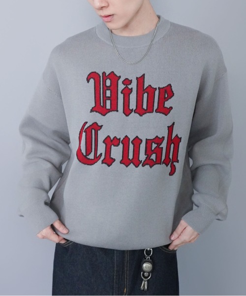 SPINNS（スピンズ）の「ジャガードロゴニット/クラッシュ/スウェットライク/チクチクしない（ニット/セーター・メンズ・ブラック/グレー/ネイビー・ONESIZE）」の3枚目の写真