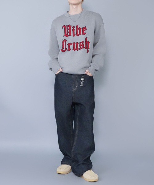 SPINNS（スピンズ）の「ジャガードロゴニット/クラッシュ/スウェットライク/チクチクしない（ニット/セーター・メンズ・ブラック/グレー/ネイビー・ONESIZE）」の12枚目の写真