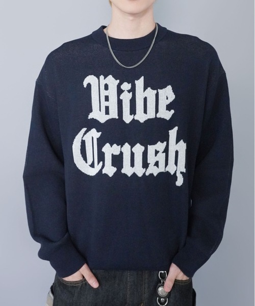 SPINNS（スピンズ）の「ジャガードロゴニット/クラッシュ/スウェットライク/チクチクしない（ニット/セーター・メンズ・ブラック/グレー/ネイビー・ONESIZE）」の15枚目の写真