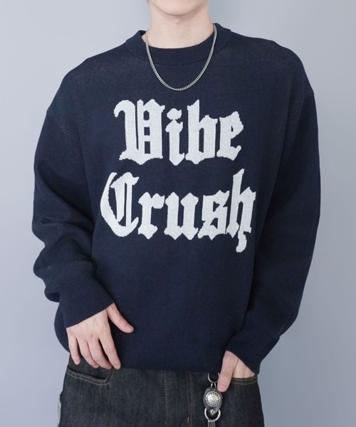 SPINNS（スピンズ）の「ジャガードロゴニット/クラッシュ/スウェットライク/チクチクしない（ニット/セーター・メンズ・ブラック/グレー/ネイビー・ONESIZE）」の16枚目の写真