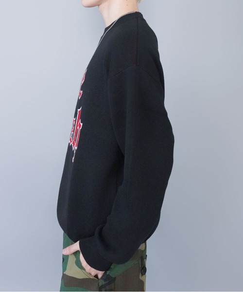 SPINNS（スピンズ）の「ジャガードロゴニット/クラッシュ/スウェットライク/チクチクしない（ニット/セーター・メンズ・ブラック/グレー/ネイビー・ONESIZE）」の20枚目の写真