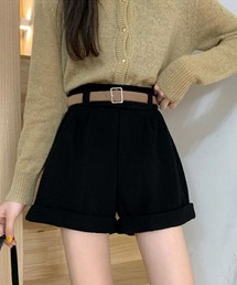 ベルト付き ショートパンツ コーデュロイ