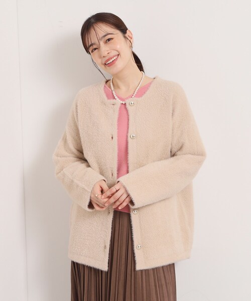 ITS'DEMO（イッツデモ）の「【手洗い可】フェザーWフェイスコーディガン（カーディガン/ボレロ・レディース・チャコールグレー/ブルー/アイボリー/ライトベージュ・00）」の4枚目の写真