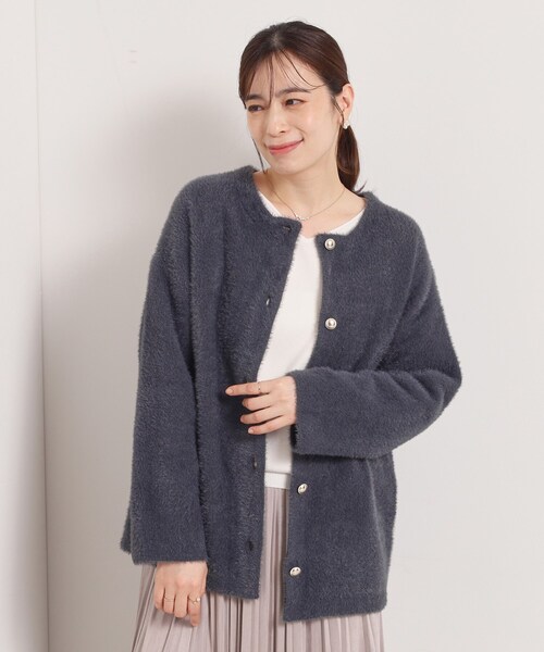 ITS'DEMO（イッツデモ）の「【手洗い可】フェザーWフェイスコーディガン（カーディガン/ボレロ・レディース・チャコールグレー/ブルー/アイボリー/ライトベージュ・00）」の3枚目の写真