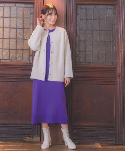 ITS'DEMO（イッツデモ）の「【手洗い可】フェザーWフェイスコーディガン（カーディガン/ボレロ・レディース・チャコールグレー/ブルー/アイボリー/ライトベージュ・00）」の12枚目の写真