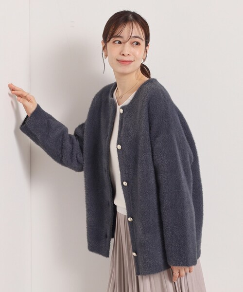 ITS'DEMO（イッツデモ）の「【手洗い可】フェザーWフェイスコーディガン（カーディガン/ボレロ・レディース・チャコールグレー/ブルー/アイボリー/ライトベージュ・00）」の19枚目の写真