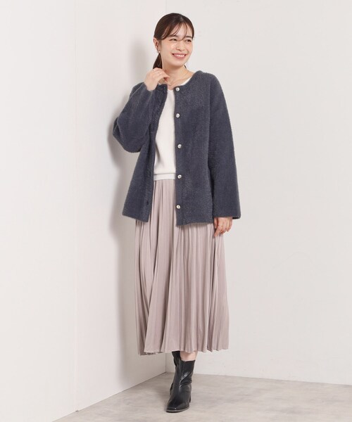 ITS'DEMO（イッツデモ）の「【手洗い可】フェザーWフェイスコーディガン（カーディガン/ボレロ・レディース・チャコールグレー/ブルー/アイボリー/ライトベージュ・00）」の21枚目の写真