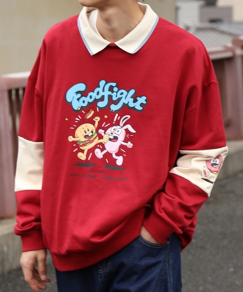 セール】HOOK -original- フードファイトプリントポロ襟スウェット