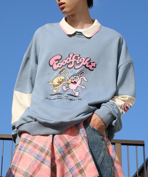 セール】HOOK -original- フードファイトプリントポロ襟スウェット