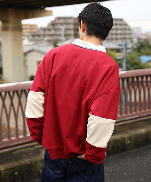 HOOK -original- フードファイトプリントポロ襟スウェット「Don't