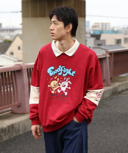 セール】HOOK -original- フードファイトプリントポロ襟スウェット
