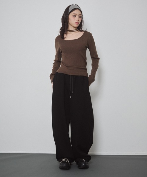 ENVYM（アンビー）の「ウエストレイヤードスウェットパンツ（スウェットパンツ・レディース・グレー/ブラック・FREE）」の13枚目の写真