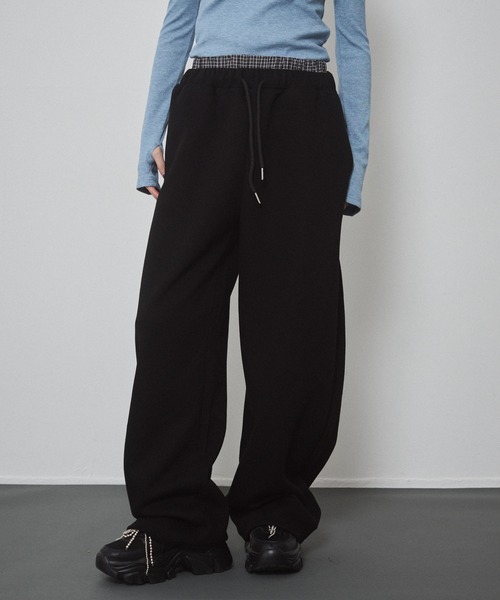 ENVYM（アンビー）の「ウエストレイヤードスウェットパンツ（スウェットパンツ・レディース・グレー/ブラック・FREE）」の3枚目の写真