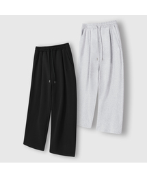LEMAIN SECOND（リメインセカンド）の「[2PACK] ONE-TUCK WIDE SWEAT PANTS - BLACK/WHITE MELANGE (NON-FLEECE ver)（スウェットパンツ）」