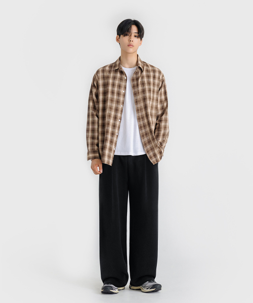 LEMAIN SECOND（リメインセカンド）の「[2PACK] ONE-TUCK WIDE SWEAT PANTS - BLACK/WHITE MELANGE (NON-FLEECE ver)（スウェットパンツ・メンズ・その他・SMALL/MEDIUM/LARGE/X-LARGE/XX-LARGE）」の3枚目の写真