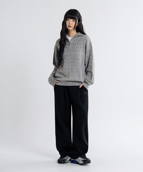 LEMAIN SECOND（リメインセカンド）の「[2PACK] ONE-TUCK WIDE SWEAT PANTS - BLACK/WHITE MELANGE (NON-FLEECE ver)（スウェットパンツ・メンズ・その他・SMALL/MEDIUM/LARGE/X-LARGE/XX-LARGE）」の4枚目の写真