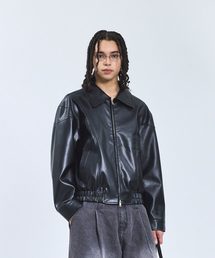 STANDARDERROR（スタンダードエラー）の「87-STAN062 レイヤーラインレザーブルゾンジャケット ブラック（MA-1）」