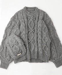 moncheri（モンシェリ）の「【リンクコーデSET】ケーブルポンポンドロップショルダーニット（ペットウェア）」