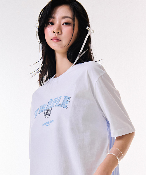 CHASECULT(チェイスカルト)の「レディース ウーブン配色 半袖Tシャツ-DBRG5885D01(Tシャツ/カットソー・レディース・ホワイト・85/90)」の2枚目の写真