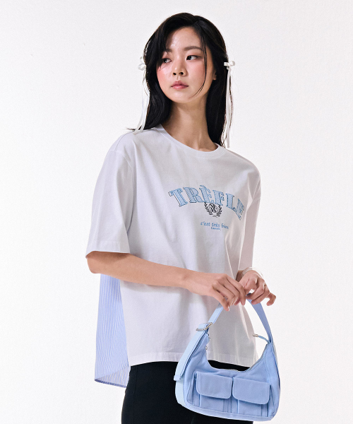 CHASECULT(チェイスカルト)の「レディース ウーブン配色 半袖Tシャツ-DBRG5885D01(Tシャツ/カットソー・レディース・ホワイト・85/90)」の5枚目の写真