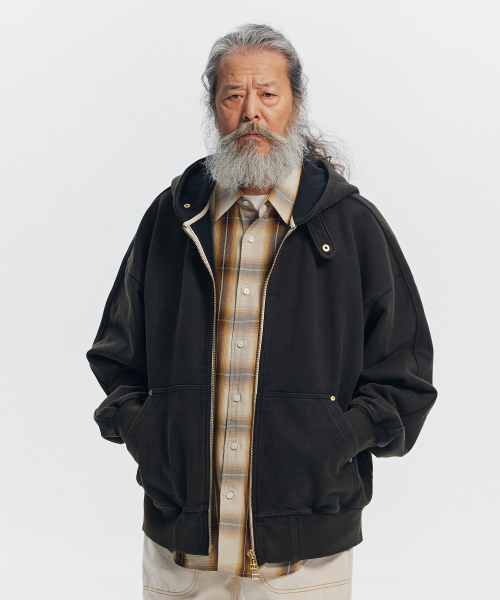 VINTAGE DYEING HOOD ZIP UP PARKA _ BLACK BROWN（パーカー