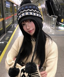 【新品同様】ドゥロワー ノルディック柄 ウール ニット 黒　1　Drawer 35557668_B_02_215.jpg