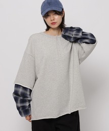 niko and...（ニコアンド）の「ヘンリーチェックレイヤードプルオーバー（Tシャツ/カットソー）」